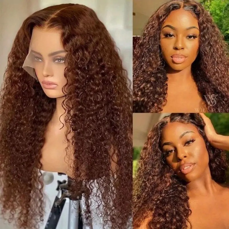 Hand-tied Black Small-curled European And American-style Lace Front Wig Long Curly Black Voluminous Half-hand-tied For Women