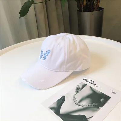 Butterfly Peaked Cap Women's Summer Korean Style - White