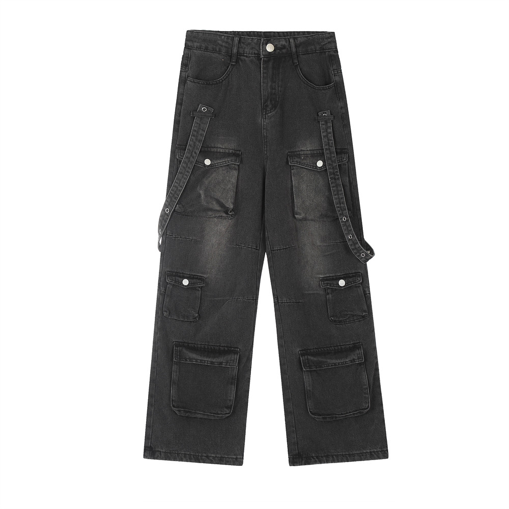 Functional Multi-pocket Workwear Jeans For Men