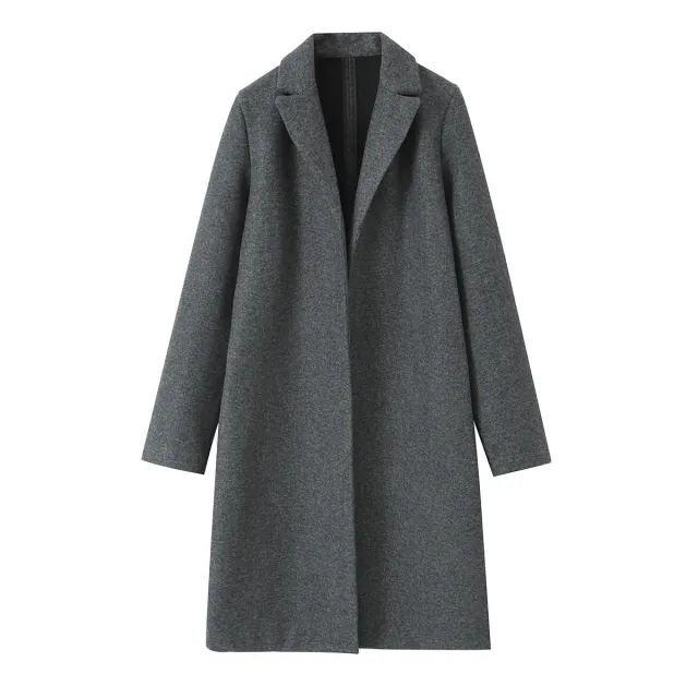 Women's Fashion Buckle free Mid length Loose Overcoat Coat Gray - Shop at LoveMi