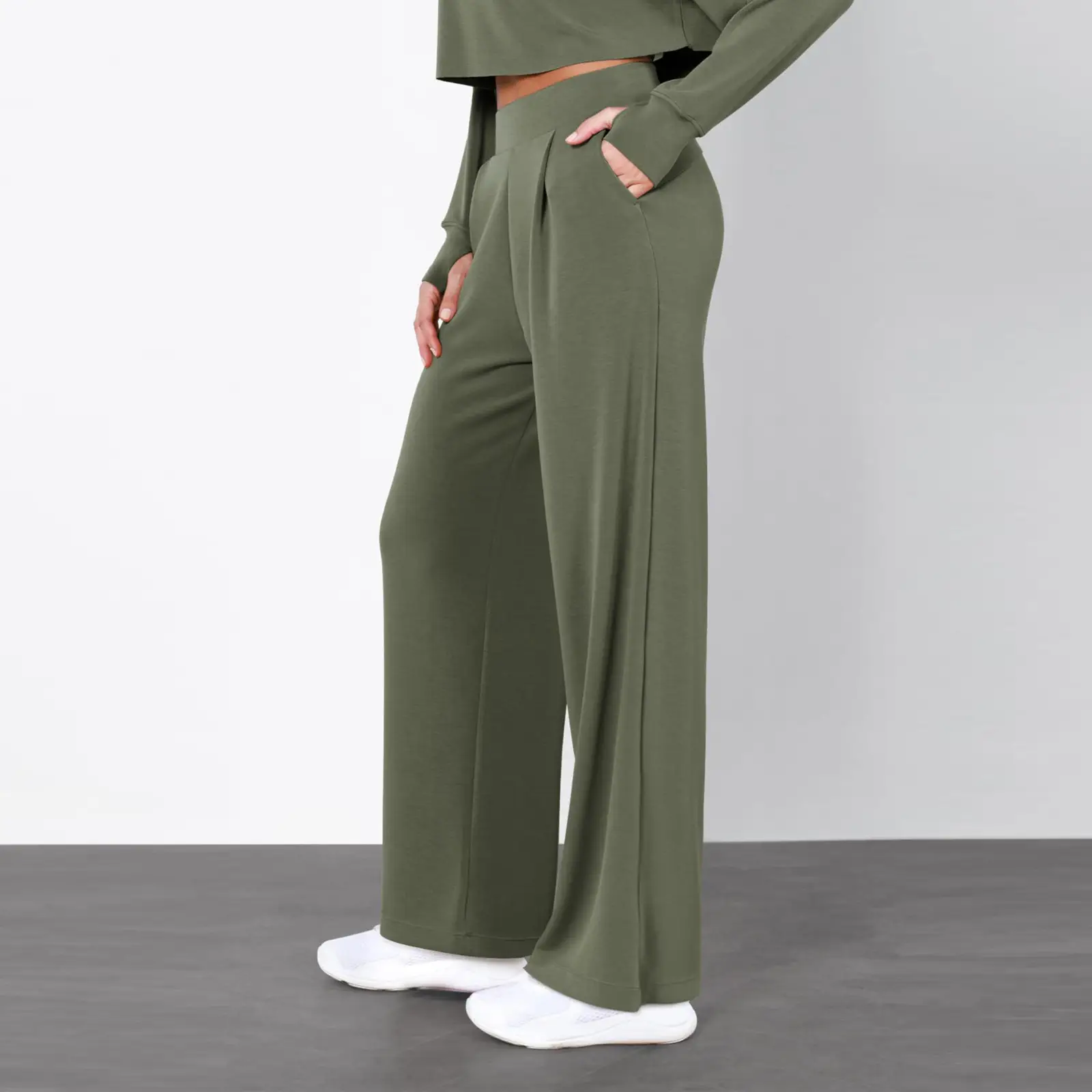 Simple High Waist Female Drooping Straight Pants