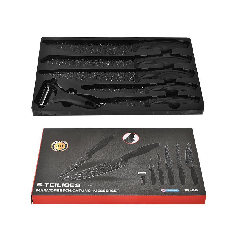 Stainless Steel Knife Medical Stone Spray Point Phoenix Tail Handle Six-piece Gift Box