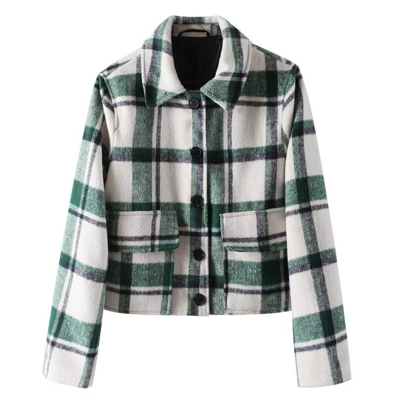 Summer European And American Style Stickers Pocket Decoration Plaid Short Coat Picture Color Xs - Shop at LoveMi