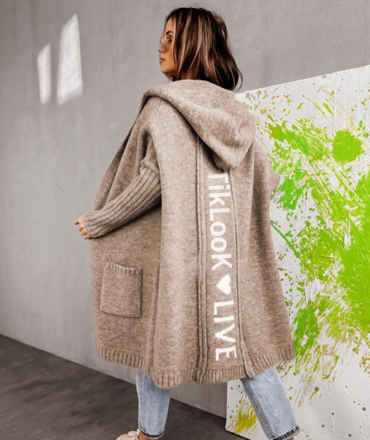 Women's Autumn And Winter Knitted Sweater Cardigan Khaki - Shop at LoveMi