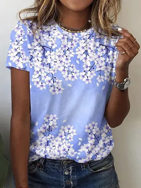Casual Printed Short sleeved T shirt Trend Women's Printed Wear Style5 - Shop at LoveMi