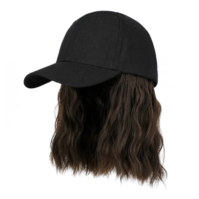 Natural New One piece Wig Women's Short Curly Hair Baseball Hat Cold Brown - Shop at LoveMi