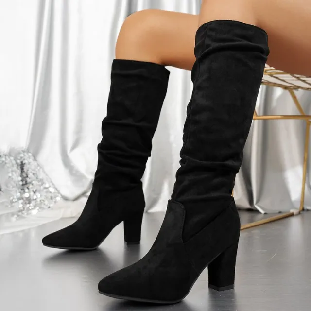 Style Chunky Heel Pointed toe Fashion Female Boots Black - Shop at LoveMi