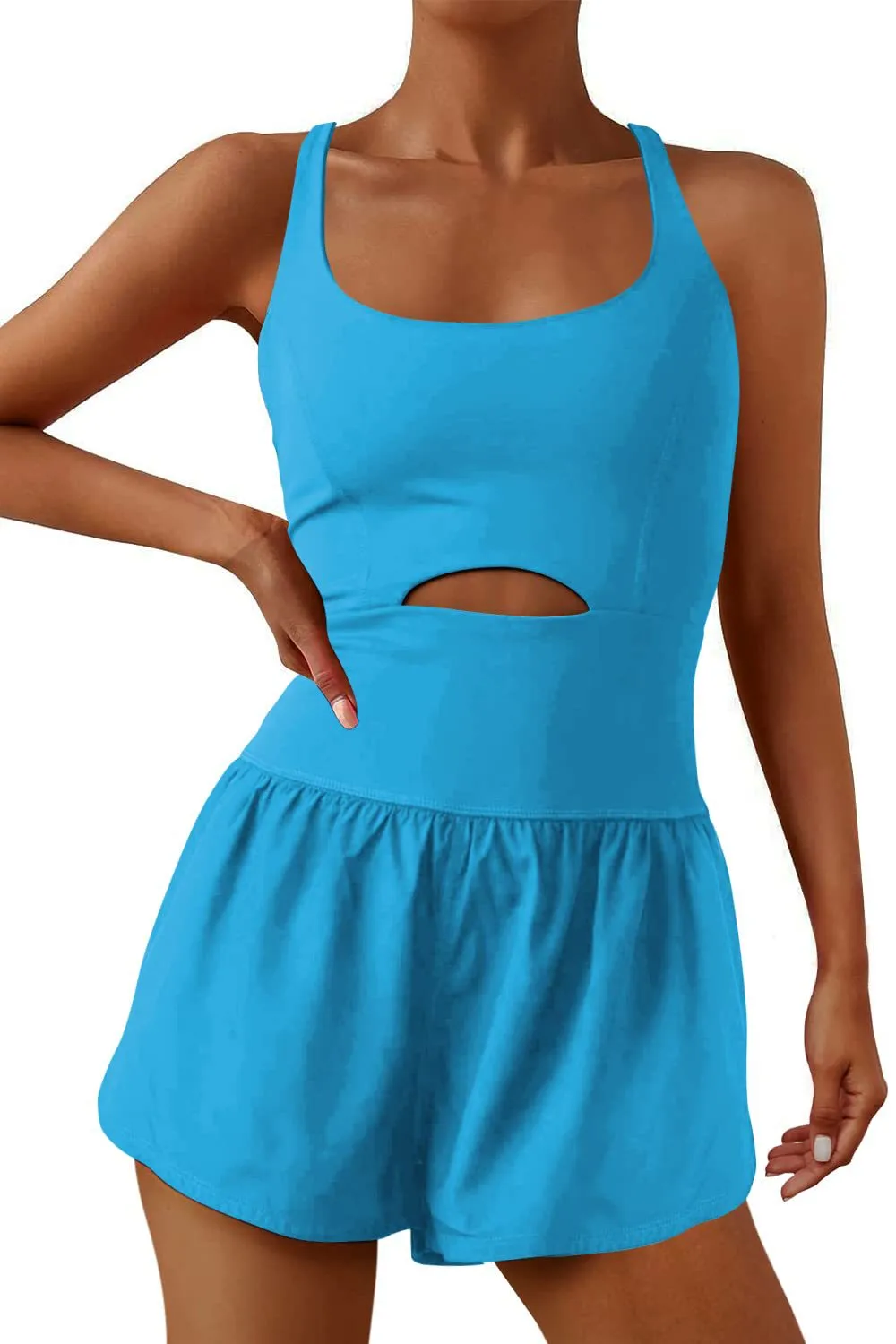 Outdoor Sports Women's Shorts Vest Casual Jumpsuit - Sky Blue