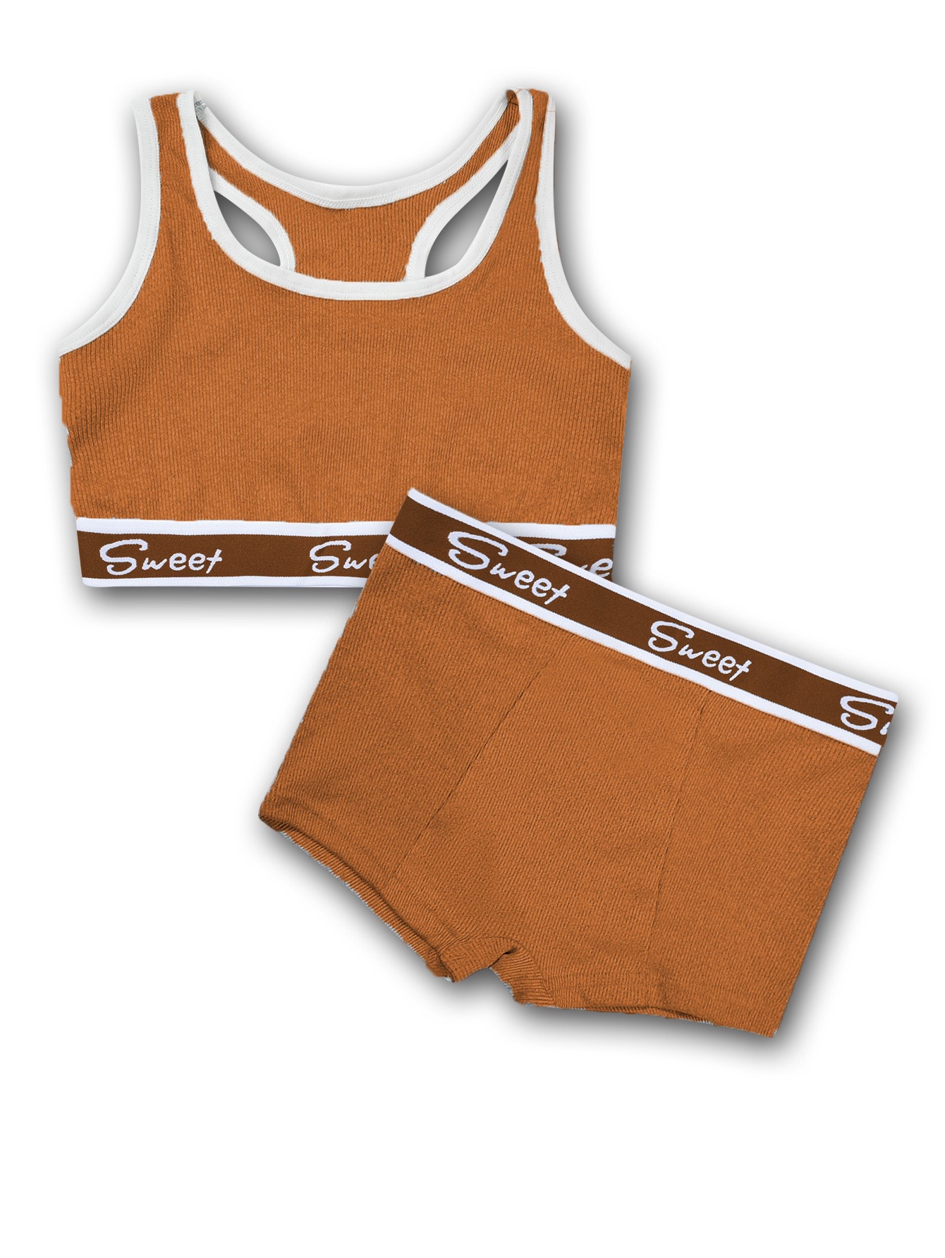 Cotton Wide-brimmed Letters Mid Waist Girl Sports Underwear Suit - Image 10