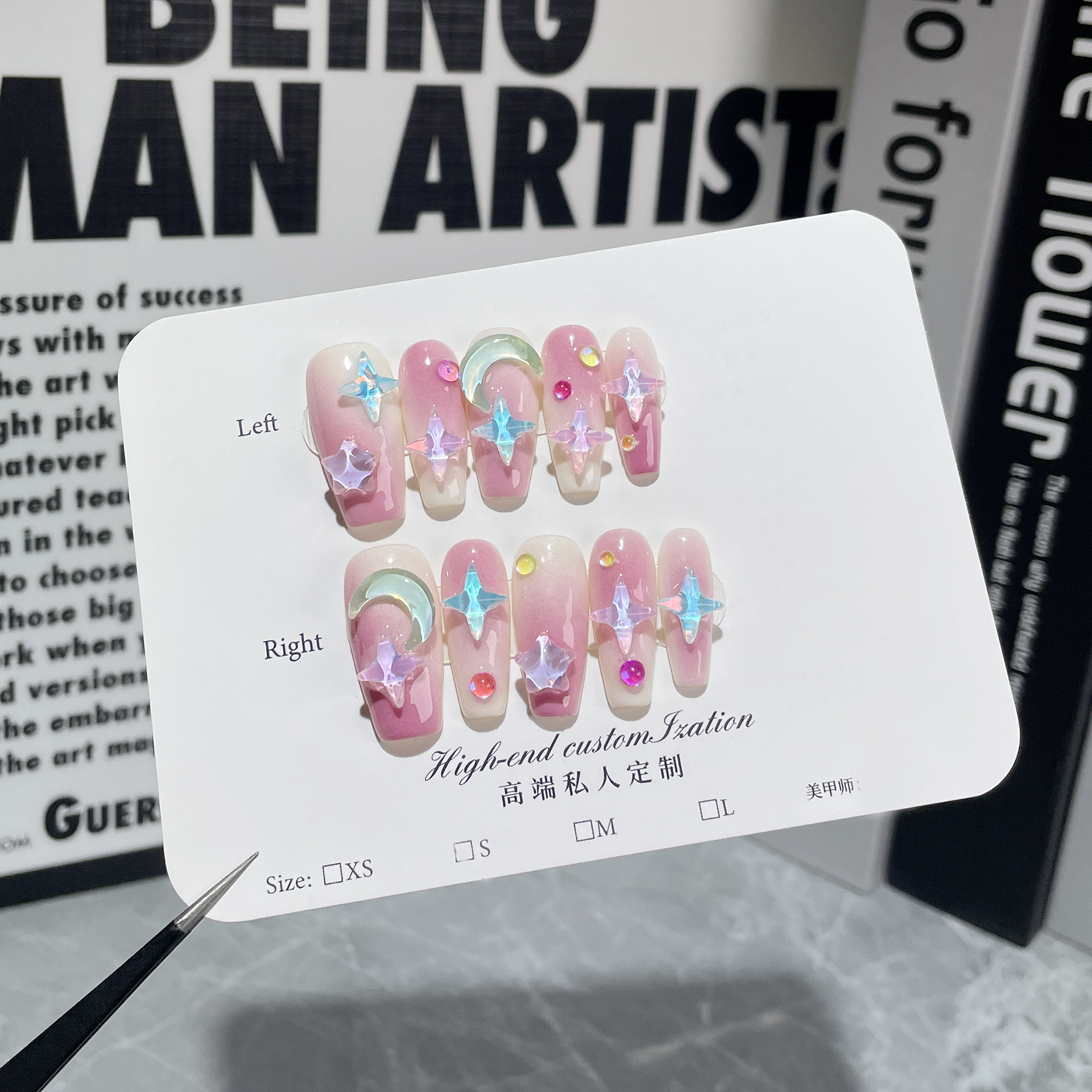 Handmade Wear Armor Ice Transparent Nail Stickers Purple Blush Wearable Nail Sticker
