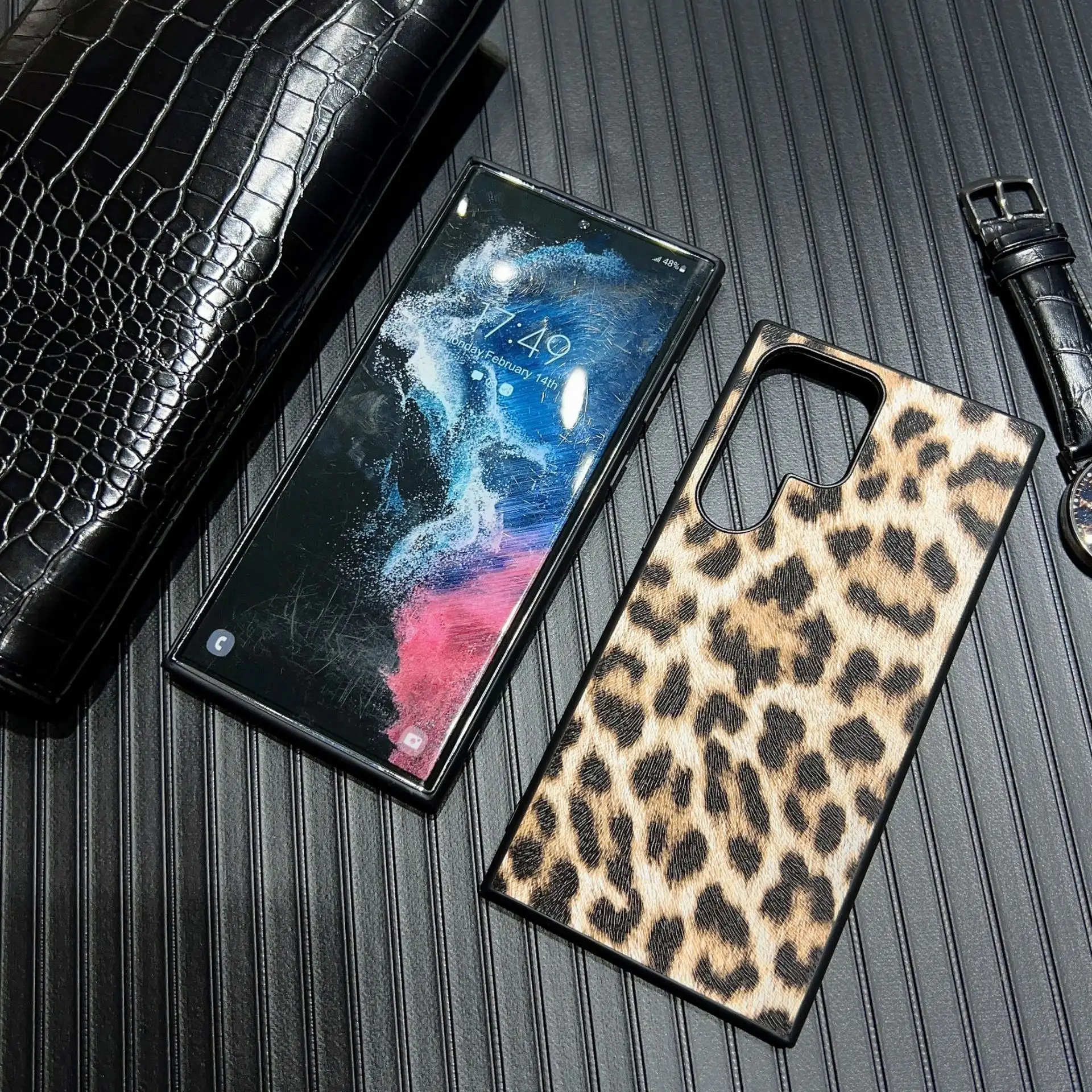 Business Leather Simple Black Mobile Phone Protective Case
