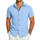 Mens Short-Sleeve Button-Down Shirt With Pocket view 4