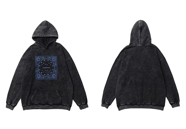 Title 1, Washed distressed hooded sweater