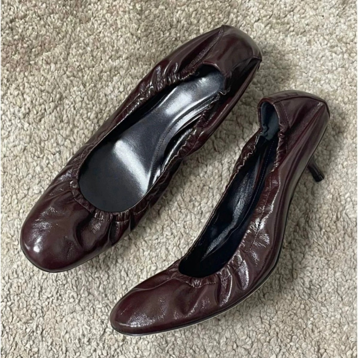 Round-toe Stiletto Heels With A Low Vamp And Pleated Detailing
