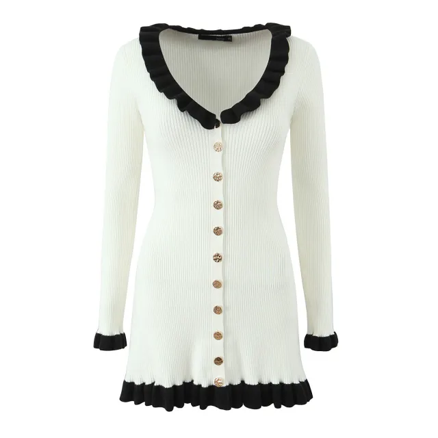 Sweet Stitching Chic Single breasted Short Dress White - Shop at LoveMi