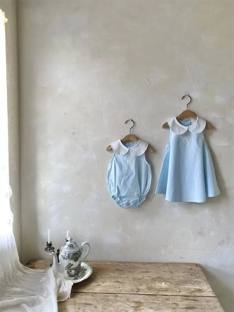 Summer Baby Lace Patch Doll Collar Sleeveless Romper Dress