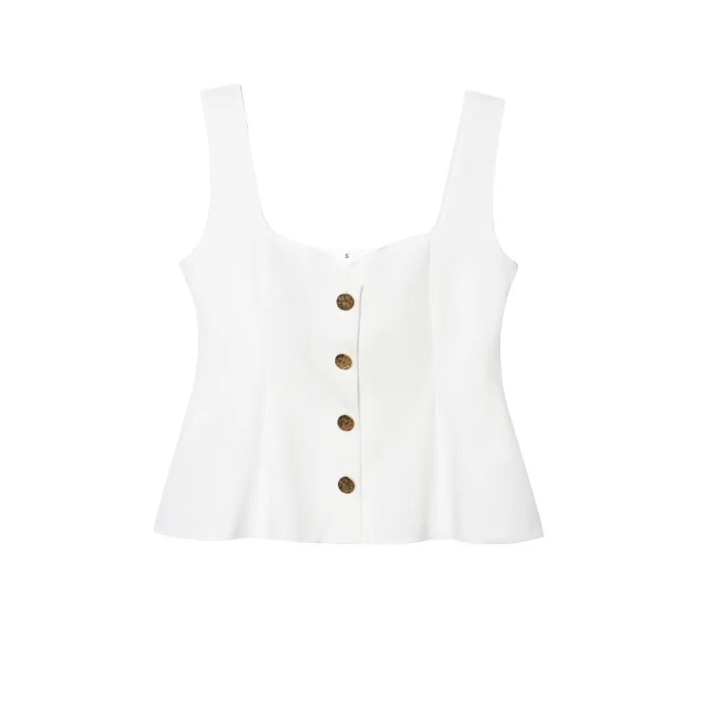 Women's Elastic Tank Top - White