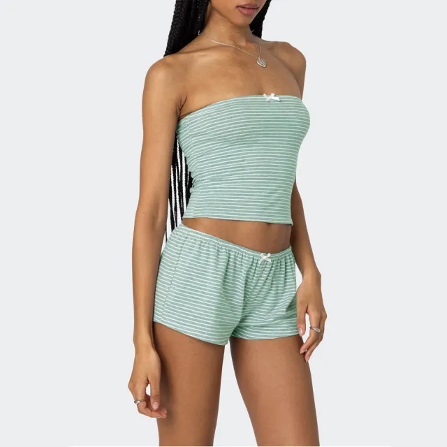 Sexy Vest And Outfit Off shoulder Top Paired With Shorts Green - Shop at LoveMi