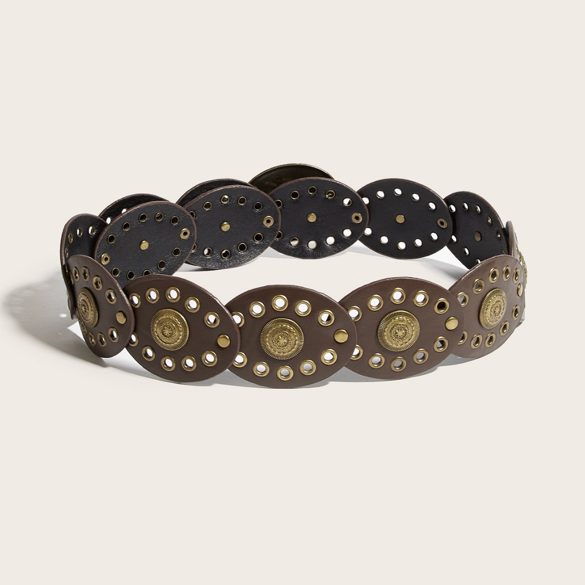 Ethnic Style Round Cake Stitching Decorative Rivets Vintage Belt
