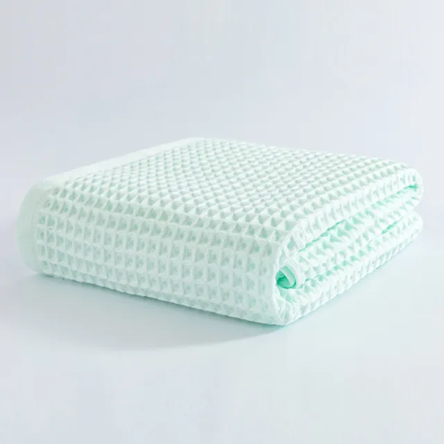 Soft Absorbent Honeycomb Bath Towel Pure Cotton 70X140cm Light Green - Shop at LoveMi