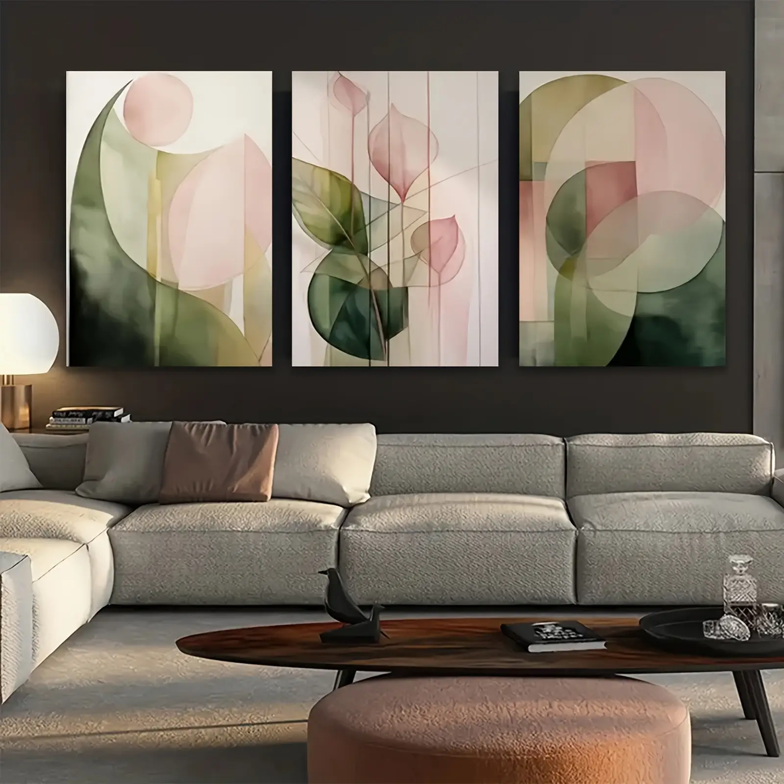 Watercolor Botanical Abstract Geometric Wall Art Painting