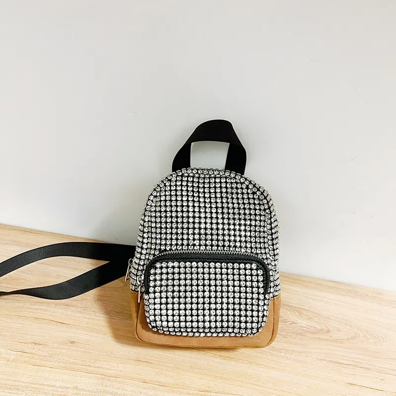 Women's Mini Diamond Rhinestone Crossbody Backpack - Yellow