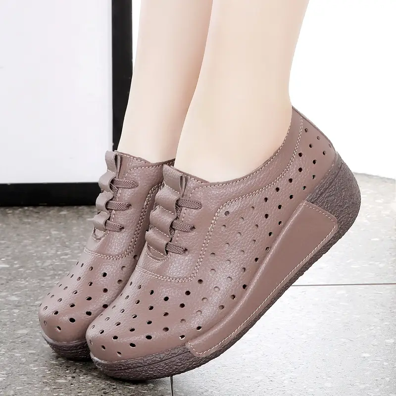 Women's All-matching Hollow Shallow Mouth Leather Shoes