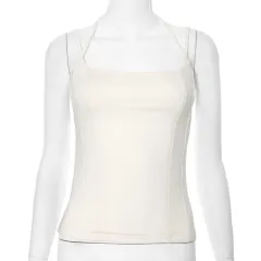 Slim-fit Strapless Double-rope Ripped Vest Top For Women - Light Apricot - View 1