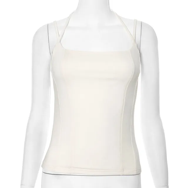 Slim fit Strapless Double rope Ripped Vest Top For Women Apricot - Shop at LoveMi