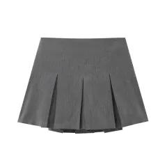 European And American Suit Pleated Skirt A- Line Sweet - Dark Gray - View 1