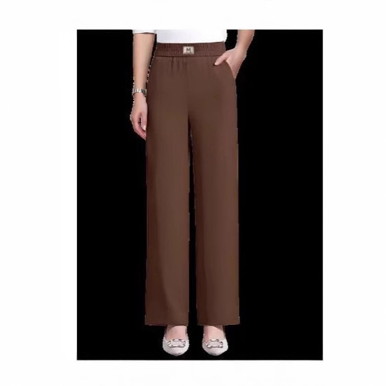 Womens Casual Wide-leg Straight Pants With A Colorful Elastic Waist