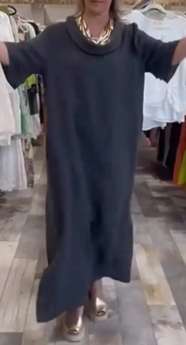Women's Cotton And Linen Summer Clothing Casual Long Dress Black - Shop at LoveMi