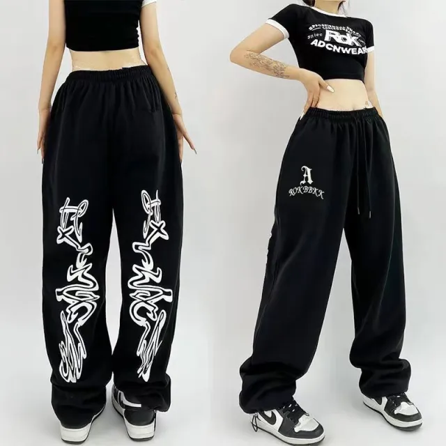 American Style Sports Loose Drawstring Design Sense Niche Hip Hop Pants Black - Shop at LoveMi