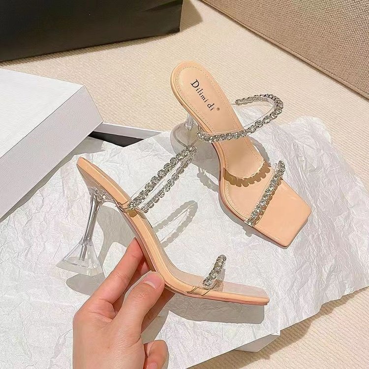 Summer New Rhinestone-strapped High-heeled Sandals For Women