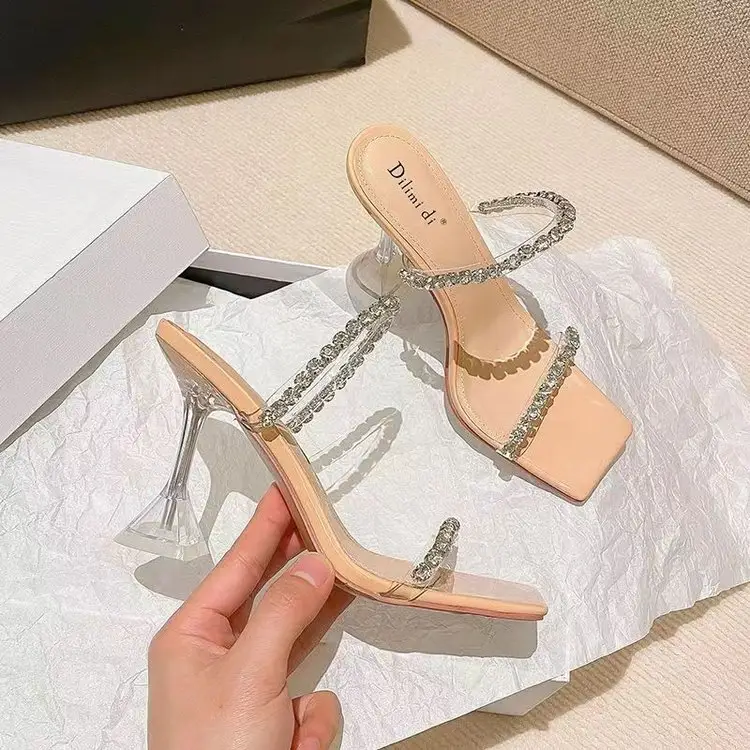 Summer New Rhinestone-strapped High-heeled Sandals