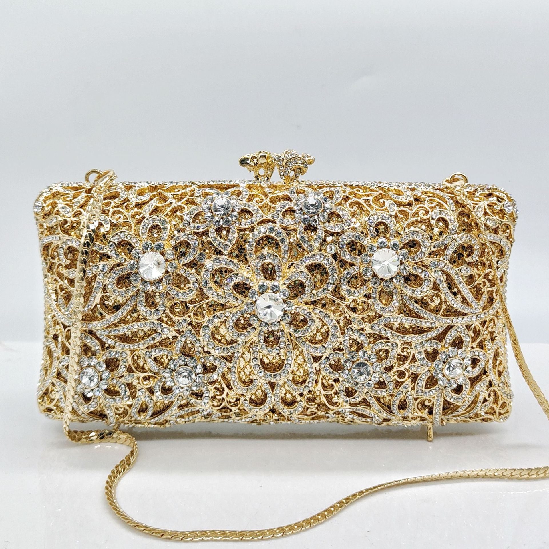 Full-Strass Evening Clutch With Diamond-Inlaid Design For Banquets