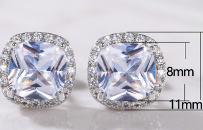 Simple Fat Square Yellow White Zircon Trim High Sense Shiny Ear Studs