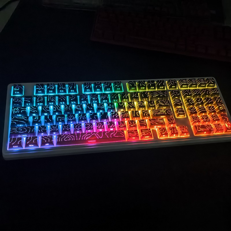 Black Rose Contour Line Two-color Crack Luminous Key Cap - Image 3