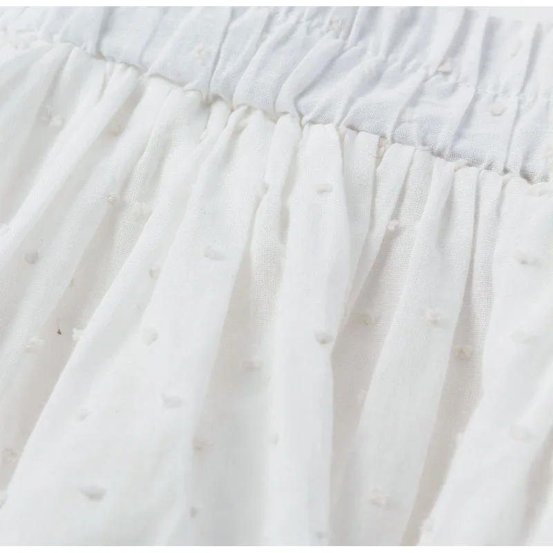 Title 17, White ruffled lace skirt for women. Create roma...