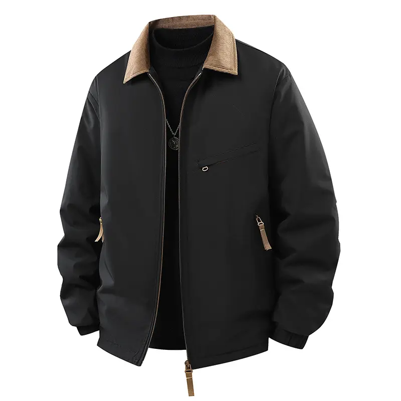 Mens Lapel Coat Waterproof Padded