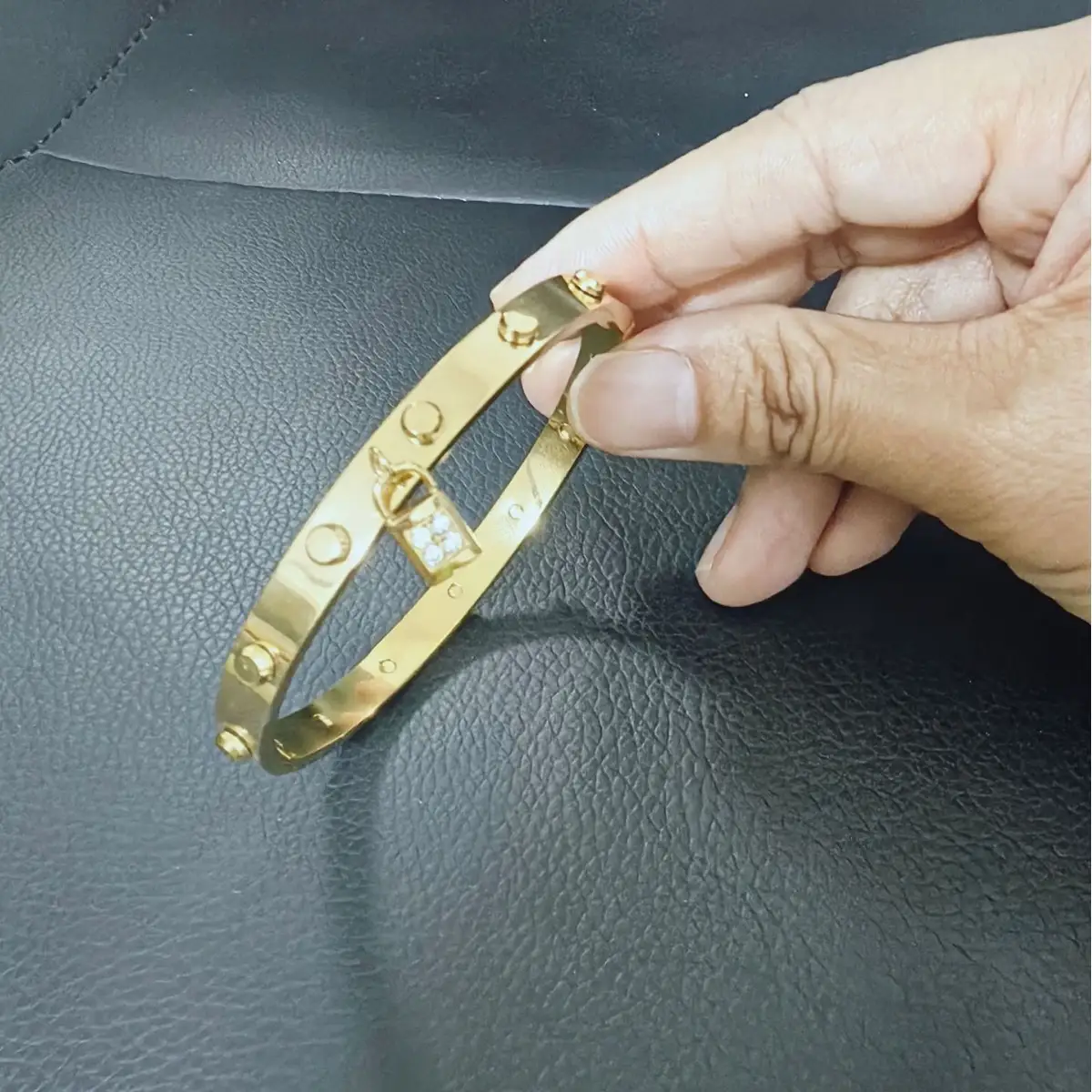 Geometric Design Lock Head Pendant Stainless Steel Non-fading Bracelet