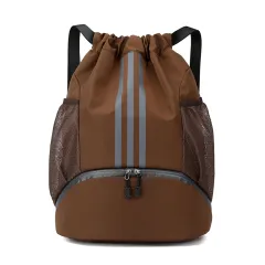 Drawstring Travel Bag Shoulder Unisex Crossbody Bag - Brown - View 1