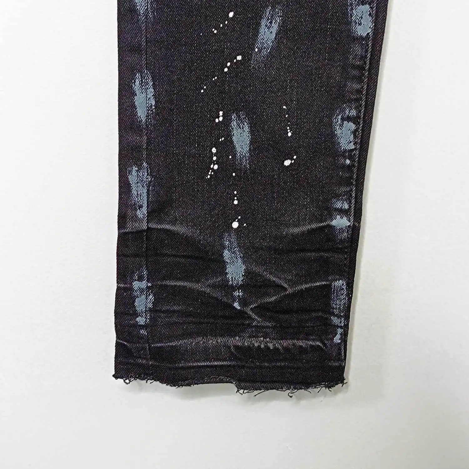 American High Street Ripped Stretch Paint Splash Straight Jeans Men