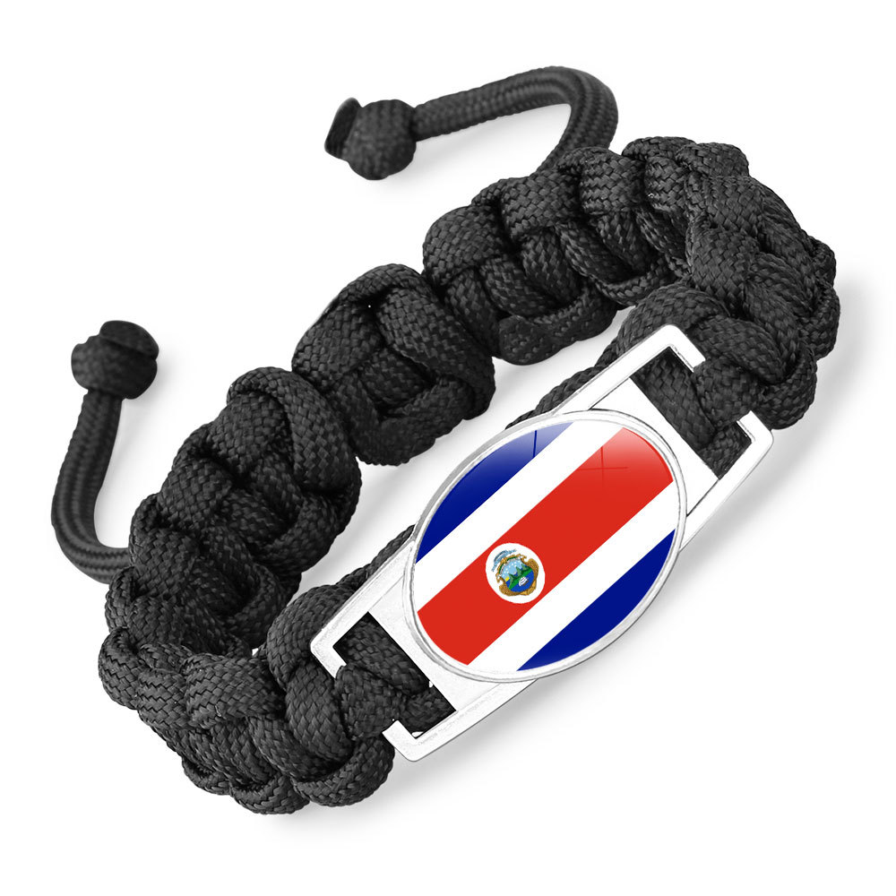 Flag-pattern Woven Adjustable Paracord Bracelet