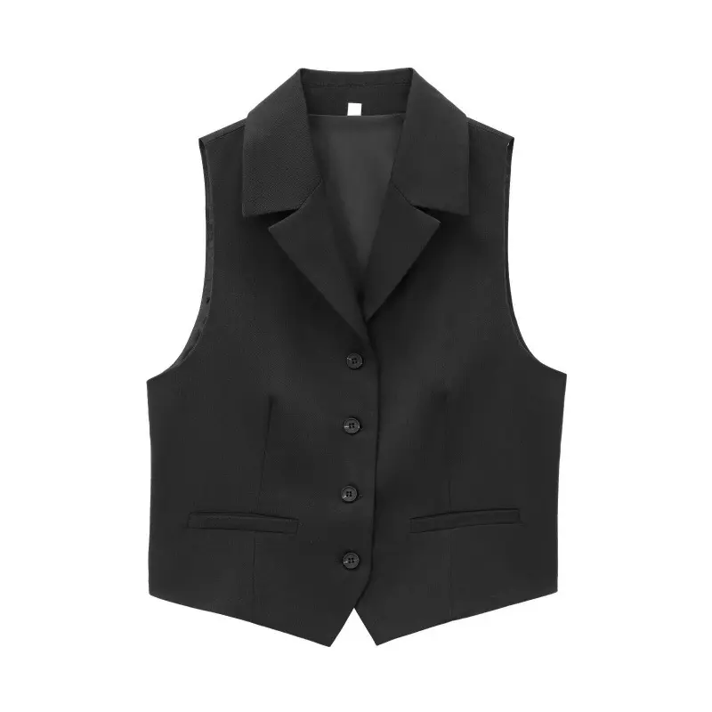 Womens Loose-Fit Diamond-Patterned Waistcoat Vest