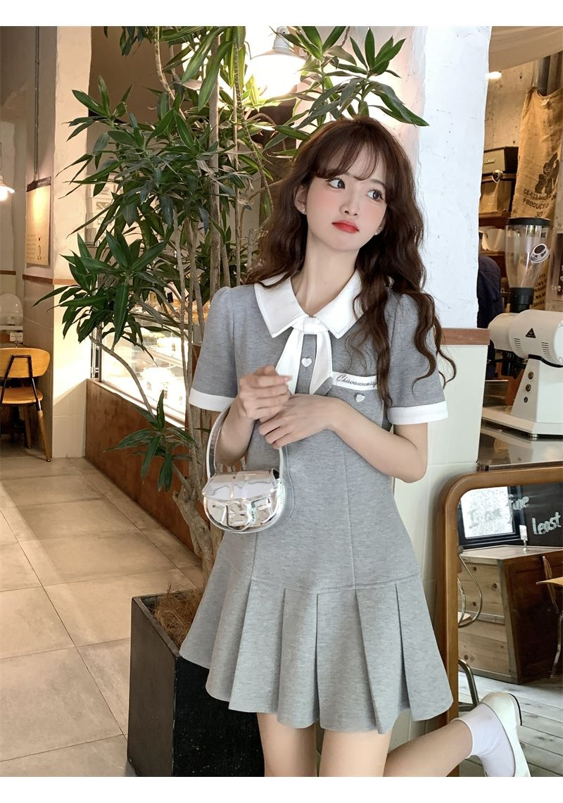 New Preppy Style High Waist Sweet Short Sleeve