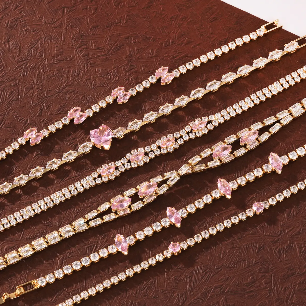 High-End Zircon Bracelet With Real Gold Plating