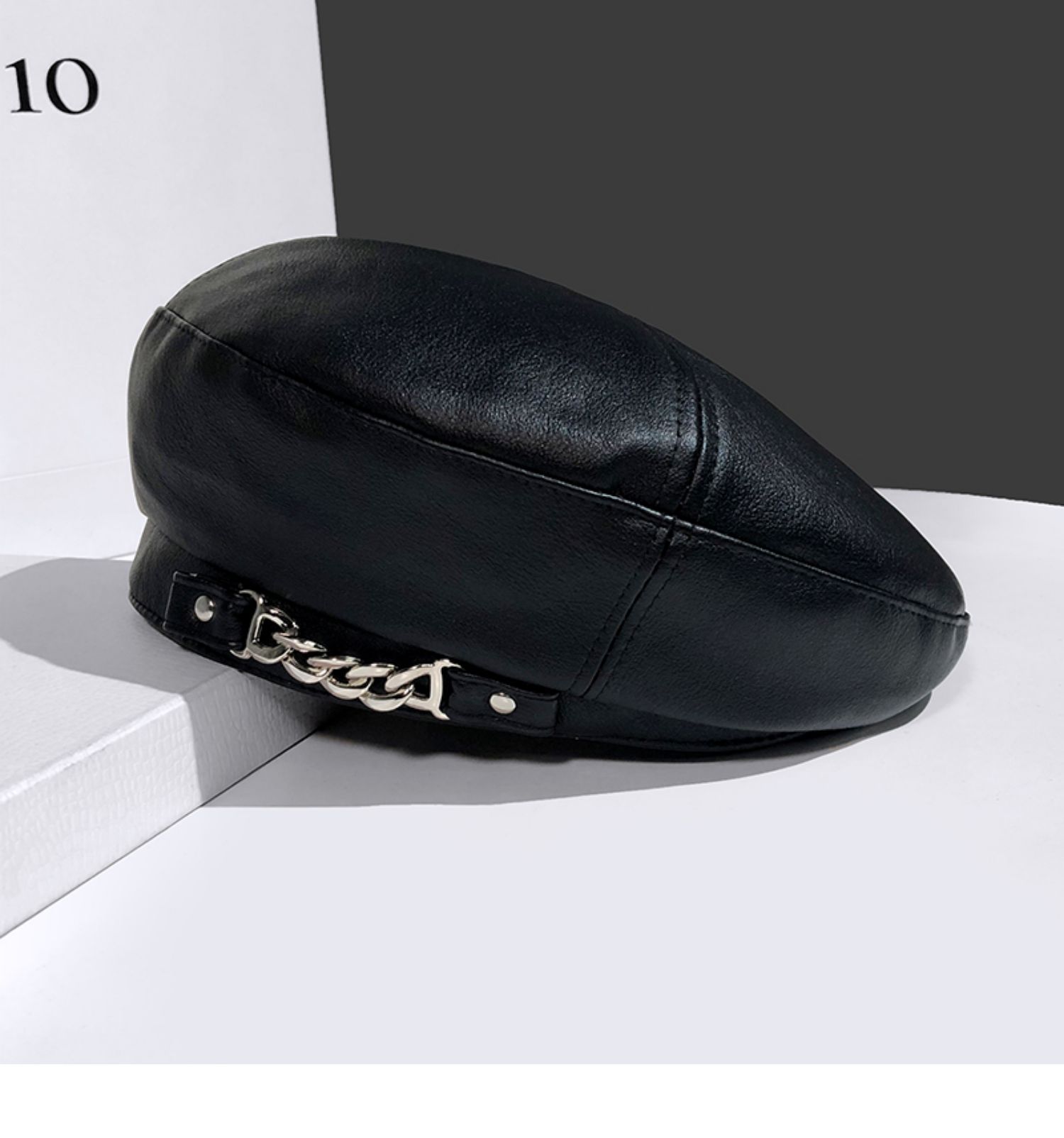 Title 4, Womens British Vintage Chain Leather Beret Hat...