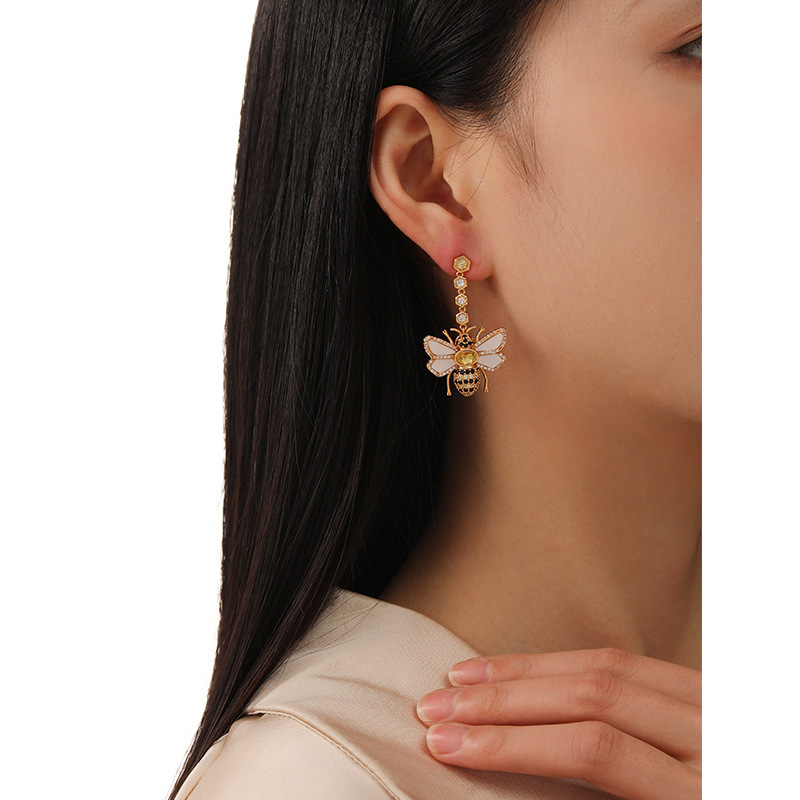 Women's Zircon Vintage Bee Earrings