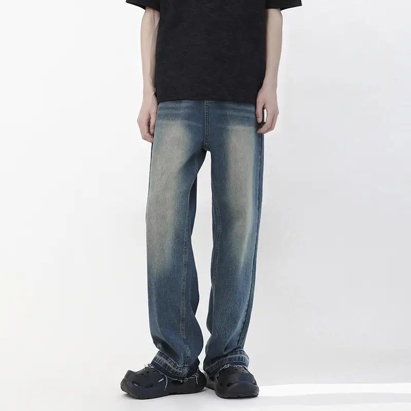 Pu Shuai Foot Mouth Burr Straight Long Pants